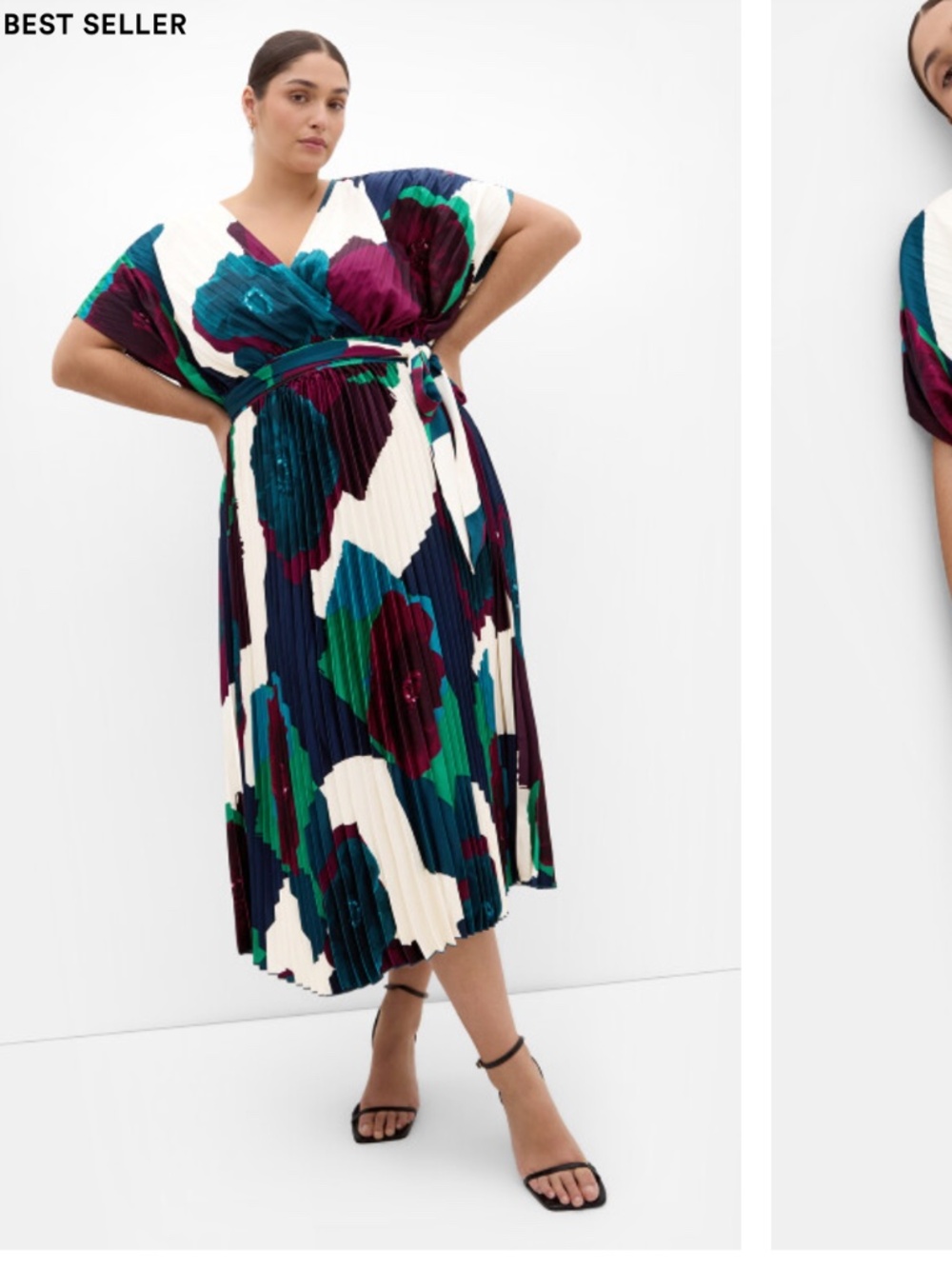 City Chic Hailey Abstract Print Pleat Maxi Dress LIKE NEW
